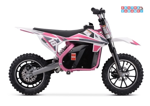 [outlet] Motorek Crossowy HP114E na akumulator - różowy, 1x800W 36V/9Ah, hamulce tarczowe, kluczyki, pompowane koła [20433]