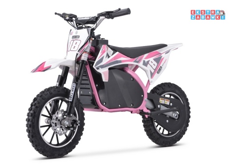[outlet] Motorek Crossowy HP114E na akumulator - różowy, 1x800W 36V/9Ah, hamulce tarczowe, kluczyki, pompowane koła [20433]