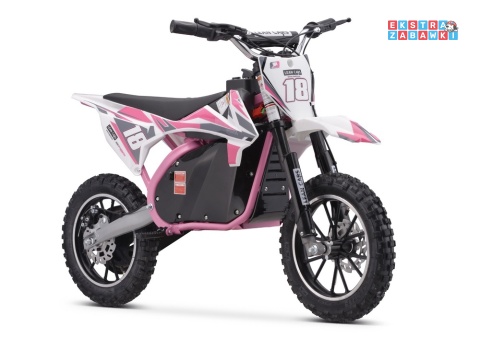 [outlet] Motorek Crossowy HP114E na akumulator - różowy, 1x800W 36V/9Ah, hamulce tarczowe, kluczyki, pompowane koła [20433]