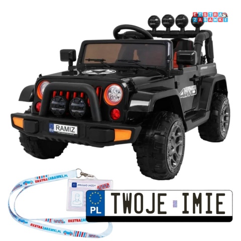 [outlet] Terenowy Full Time na akumulator - pęknięcie błotnika, czarny, 4x40W 12V/10Ah, koła EVA, pilot, LED [BRD-7588]