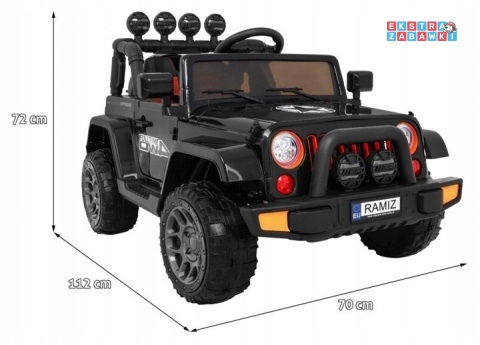 [outlet] Terenowy Full Time na akumulator - pęknięcie błotnika, czarny, 4x40W 12V/10Ah, koła EVA, pilot, LED [BRD-7588]
