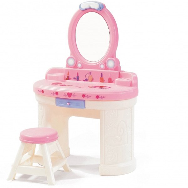 Image of STEP2 Toaletka dla Dziewczynki z Lustrem z Oświetleniem Biało-różowa