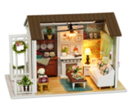 Image of Domek dla lalek drewniany salon + meble