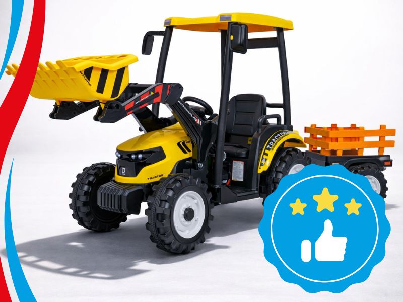 Mega traktor akumulatorowy D68 z łyżką i przyczepką